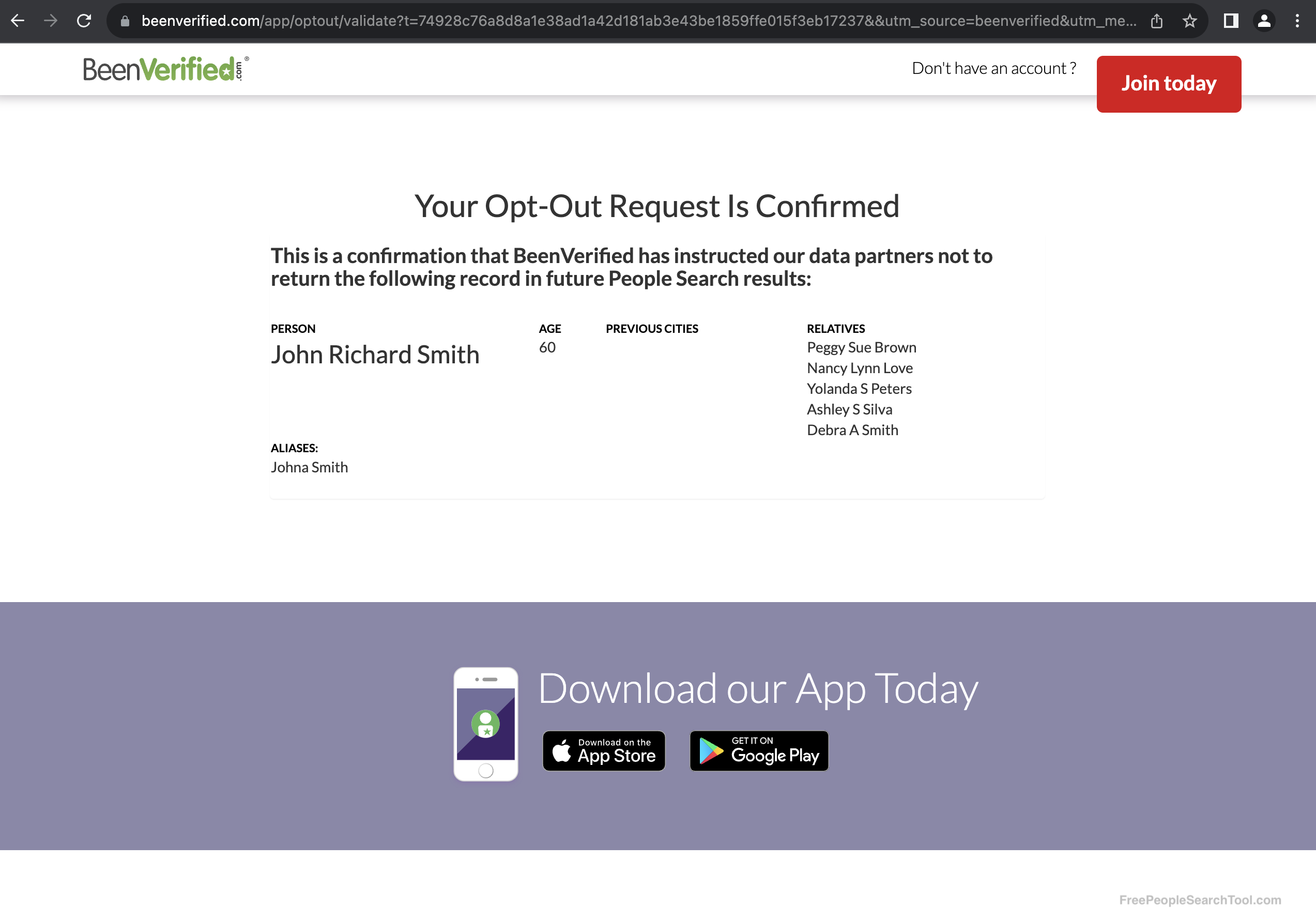 beenverified opt out email successful