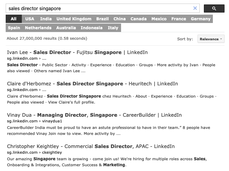 Sales Director Singapore - free people search tool