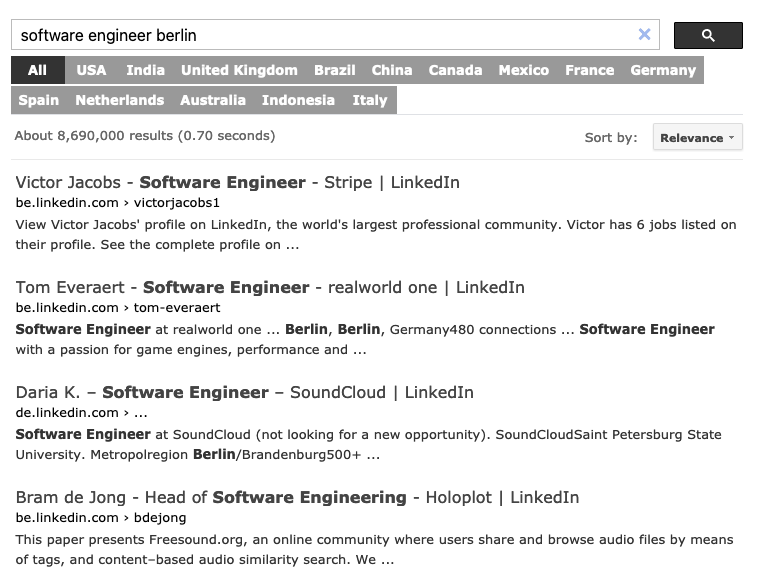 Software Engineer Berlin - free people search tool